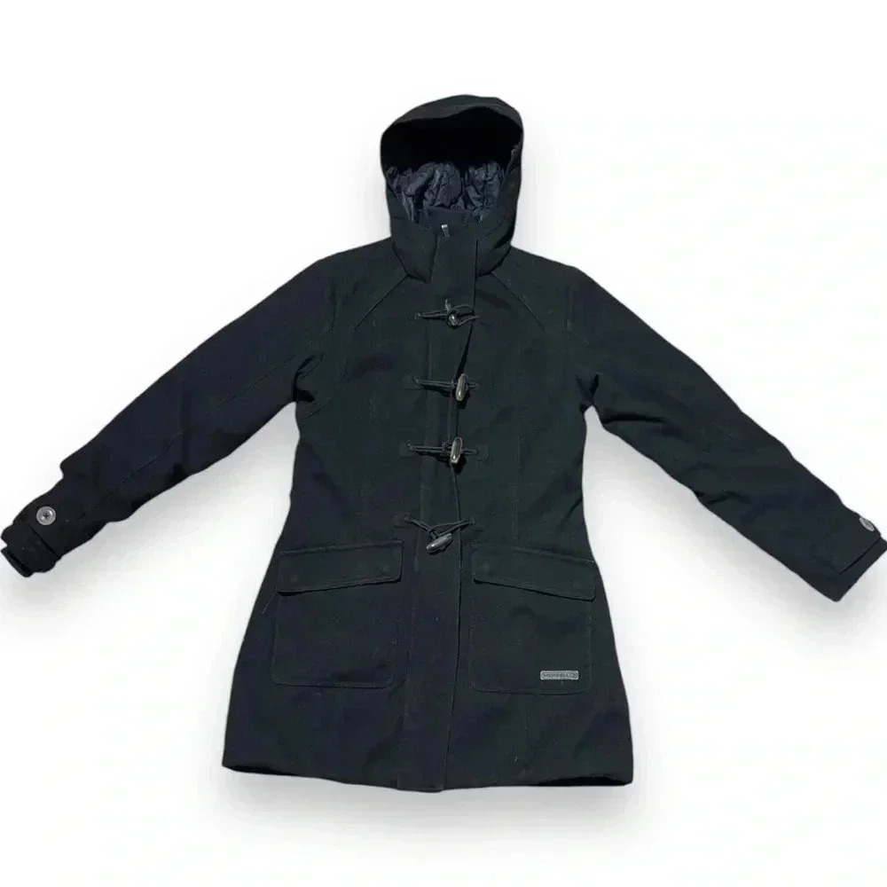 Merrell Women’s Opti-Warm Toggle Closure Black Sm Hooded Mid Length Duffel Coat - Picture 13 of 16